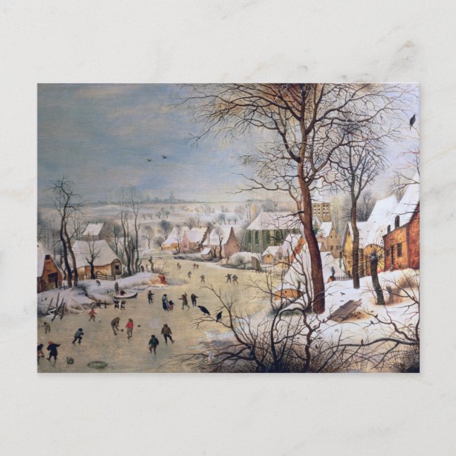 Winter Landscape with Birdtrap, 1601 Postcard (Front)