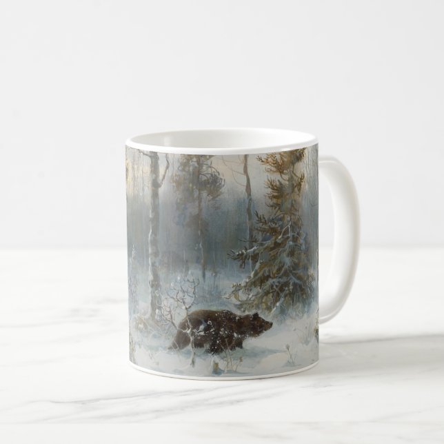 Winter Landscape with Brown Bear Coffee Mug (Front Right)