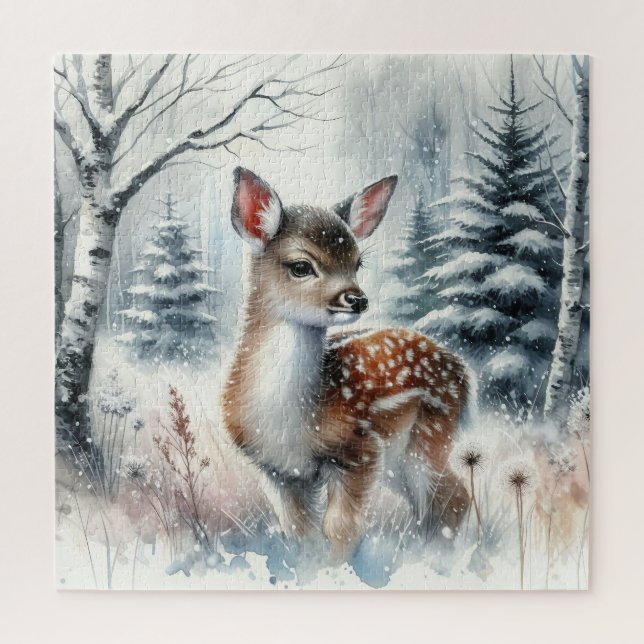 Winter Landscape With Deer Jigsaw Puzzle (Vertical)