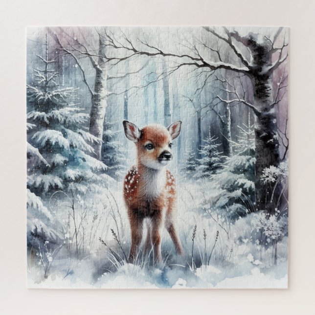 Winter Landscape With Deer Jigsaw Puzzle (Vertical)
