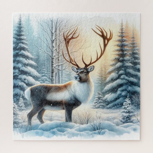 Winter Landscape With Deer Jigsaw Puzzle (Vertical)