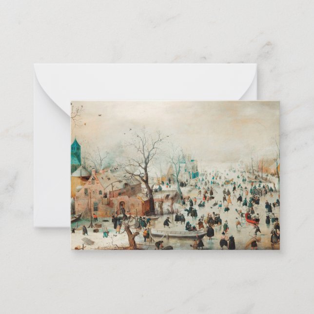 Winter Landscape with Ice Skaters Card (Front)