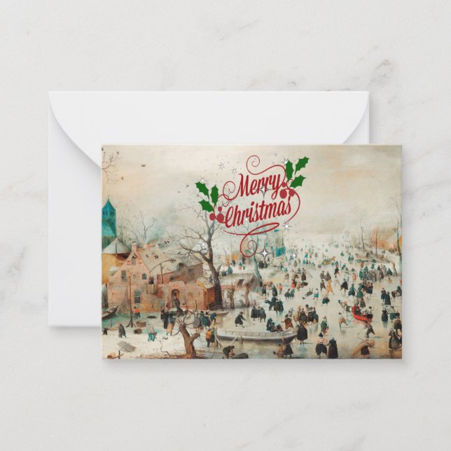 Winter Landscape with Ice Skaters - Christmas Card (Front)
