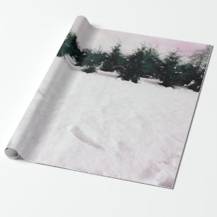 Winter landscape with larches in the snow wrapping paper