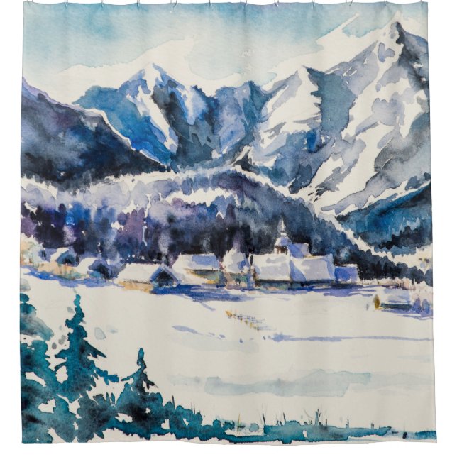 Winter landscape with mountain village covered wit (Front)