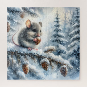 Winter Landscape With Mouse Jigsaw Puzzle