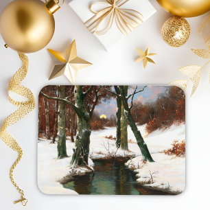 Winter Landscape With Rising Moon  Magnet