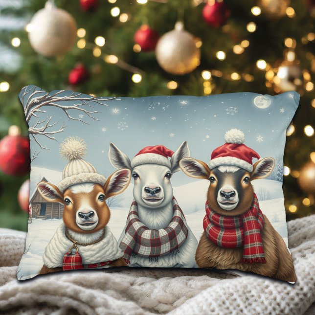 Winter Landscape with Sheep and Cabin Accent Pillow (Creator Uploaded)
