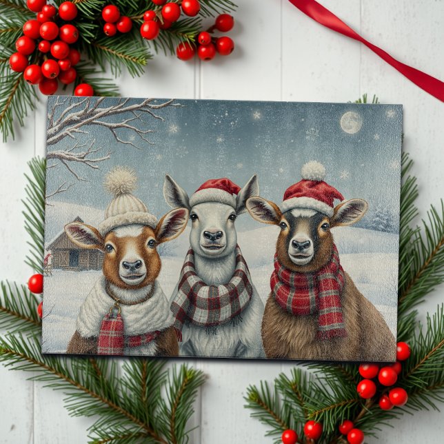 Winter Landscape with Sheep and Cabin Cutting Board (Creator Uploaded)