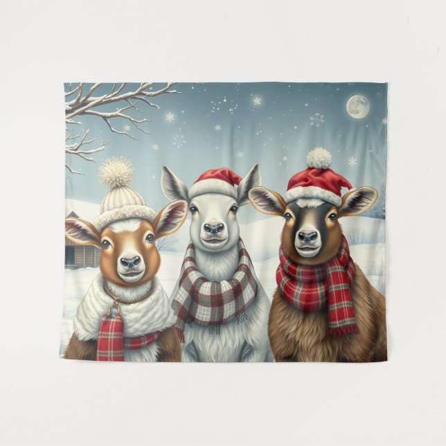Winter Landscape with Sheep and Cabin Tapestry (Front (Horizontal))