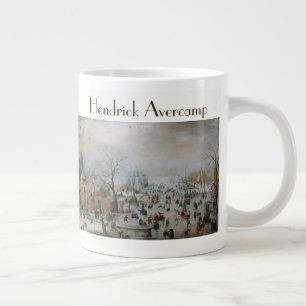 Winter Landscape With Skaters by Hendrick Avercamp Large Coffee Mug