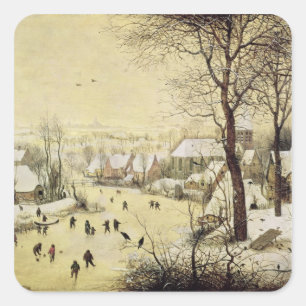Winter Landscape with Skaters Square Sticker