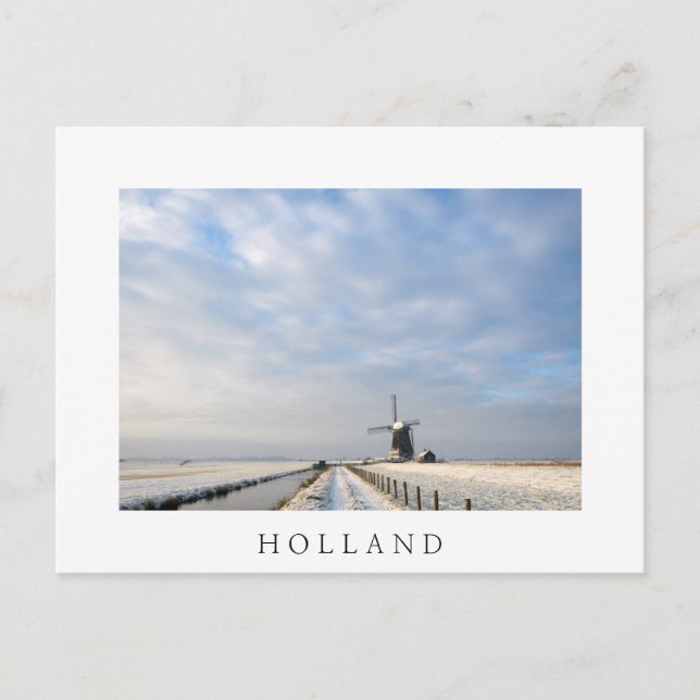 Winter landscape with snow and windmill in Holland Postcard (Front)