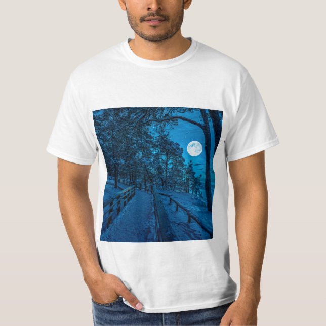 Winter landscape with snow covered pine forest T-Shirt (Front)