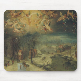Winter Landscape With Villagers Gathering Wood Mouse Pad
