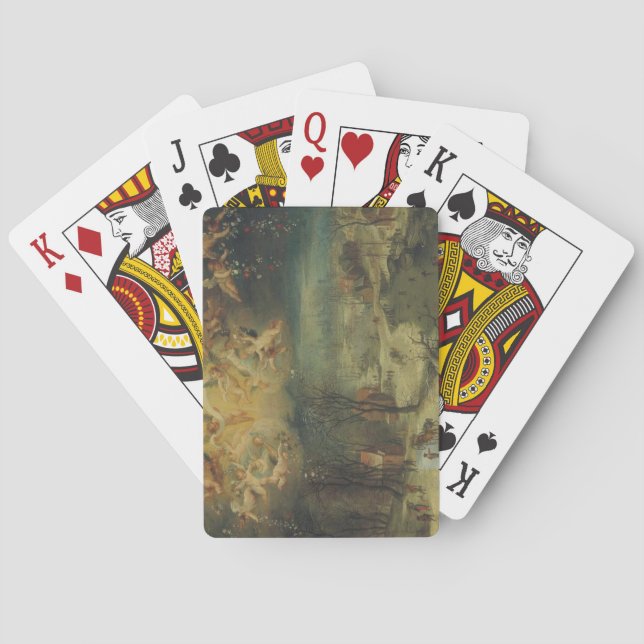 Winter Landscape With Villagers Gathering Wood Playing Cards (Back)