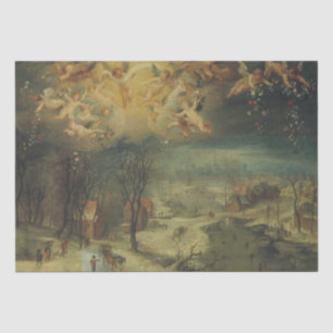 Winter Landscape With Villagers Gathering Wood Tissue Paper