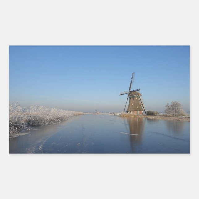 Winter landscape with windmill and ice sticker (Front)