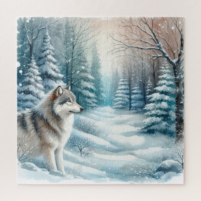 Winter Landscape With Wolf Jigsaw Puzzle (Vertical)