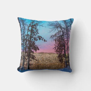Winter lanscape throw pillow