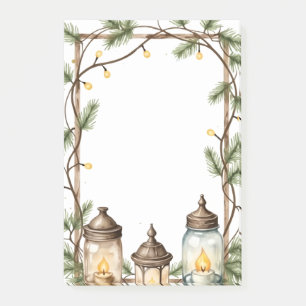 Winter Lantern Glow with Pine and Candlelight Post-it Notes