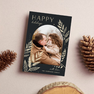 Winter Laurel Happy Holidays Photo Card