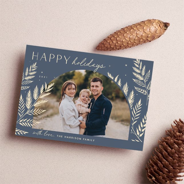 Winter Laurel | Happy Holidays Photo Card (Creator Uploaded)