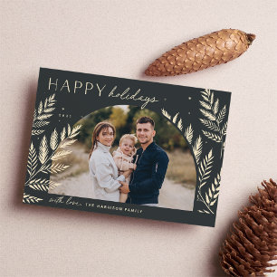 Winter Laurel Happy Holidays Photo Card