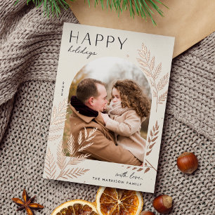 Winter Laurel Happy Holidays Photo Foil Holiday Card