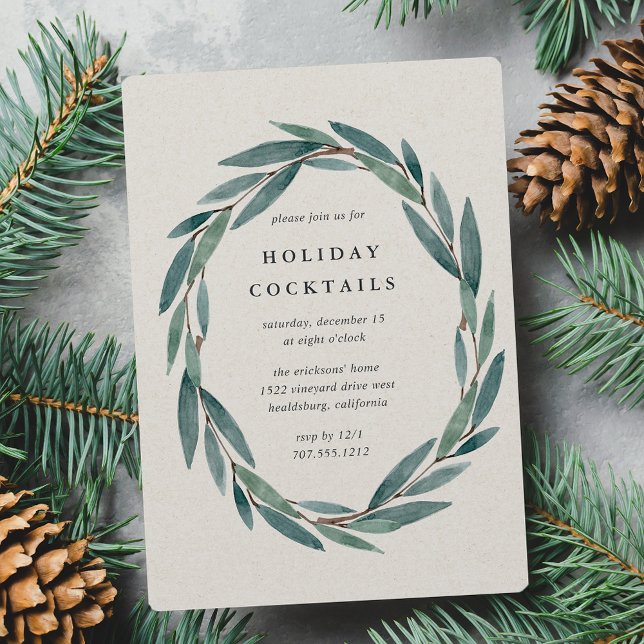 Winter Laurel | Holiday Cocktail Party Invitation (Creator Uploaded)