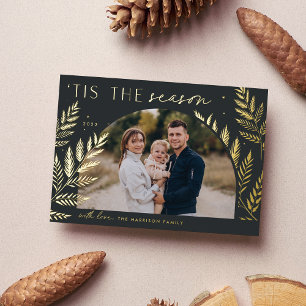 Winter Laurel Tis the Season Photo Foil Holiday Card