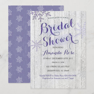 Winter lavender purple bridal shower invitations