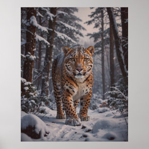 Winter Leopard Poster