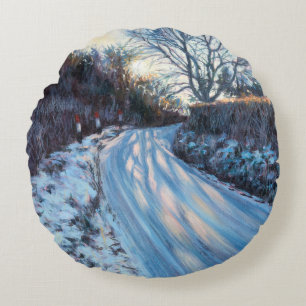 Winter Light Round Pillow