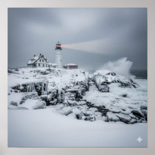 Winter Lighthouse Poster