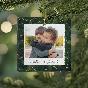 Winter Lights Double Sided Personalized Photo Ceramic Ornament
