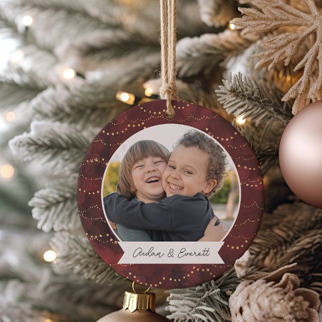 Winter Lights Double Sided Personalized Photo Ceramic Ornament (Creator Uploaded)