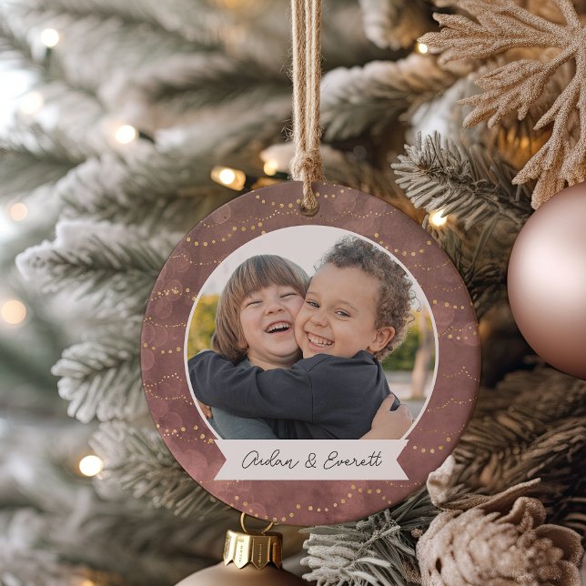 Winter Lights Double Sided Personalized Photo Ceramic Ornament (Creator Uploaded)