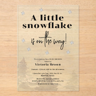Winter Little Snowflake Baby Shower Acrylic Invitations