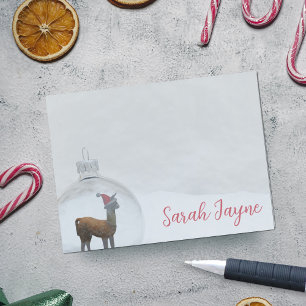 Winter Llama Monogrammed Post it Notes