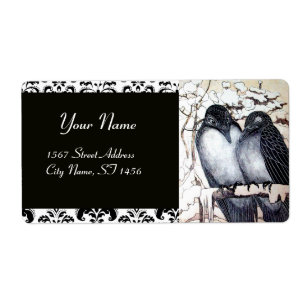 WINTER LOVE BIRDS, Damask