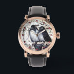 WINTER LOVE BIRDS IN SNOW WATCH<br><div class="desc">Whimsical design with funny Winter birds in snow . Digital elaboration by Bulgan Lumini</div>