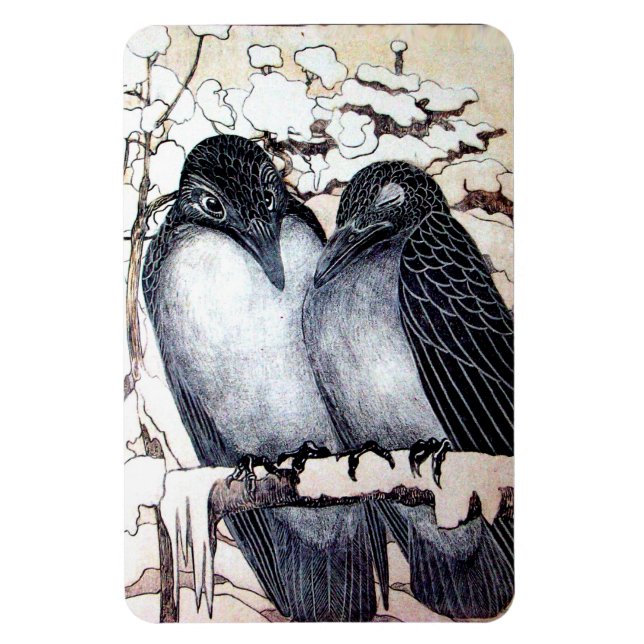 WINTER LOVE BIRDS MAGNET (Vertical)