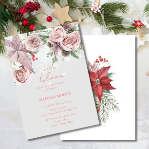 Winter Love Is In Bloom Bridal Shower Poinsettia Invitation