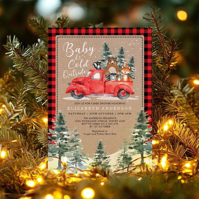 Winter Lumberjack Woodland Animals Baby Shower Invitation (Creator Uploaded)