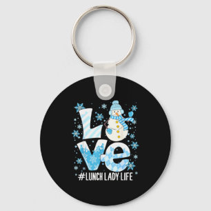 Winter Lunch Lady Love Snowman Lunch Lady Snow Chr Keychain