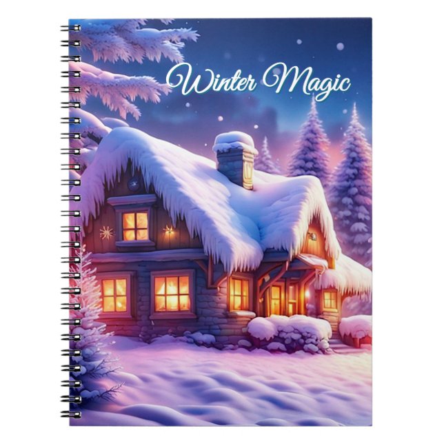 Winter Magic - Cozy Cabin At Winter Wonderland Notebook (Front)