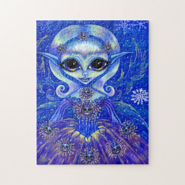 Winter Magic Fairy Doll with Cats & Snowflakes Jigsaw Puzzle (Vertical)