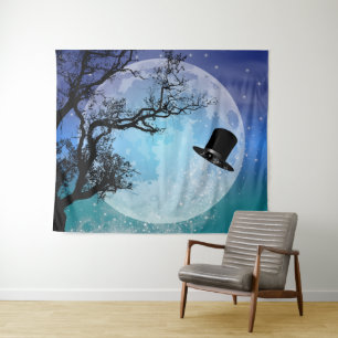 Winter Magic Snowmans' Hat Full Moon Tapestry