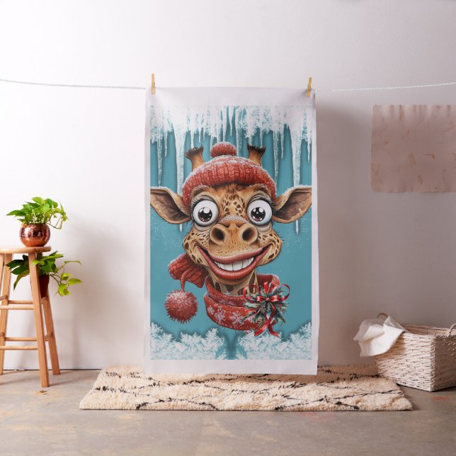 Winter magic with a cute cartoon giraffe. fabric (In Situ)